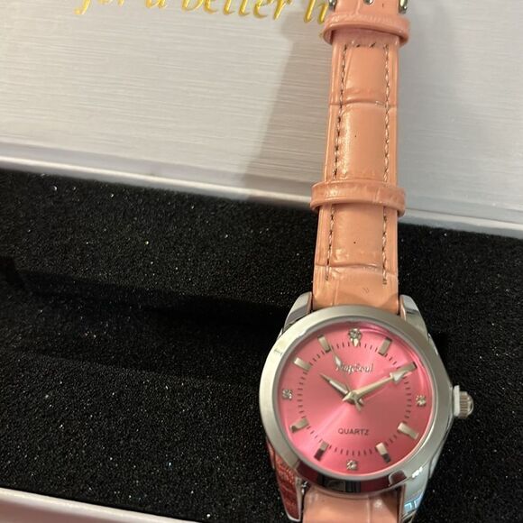 Napsoul Pink Quartz Wrist Watch NEW with leather band - Picture 2 of 9